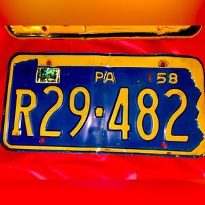 Pennsylvania Vintage 1958 License Plate.  R29482